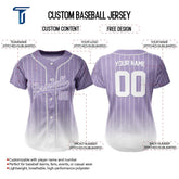 Lilac Gradient Pinstripe Custom Full Button Baseball Jersey for Women